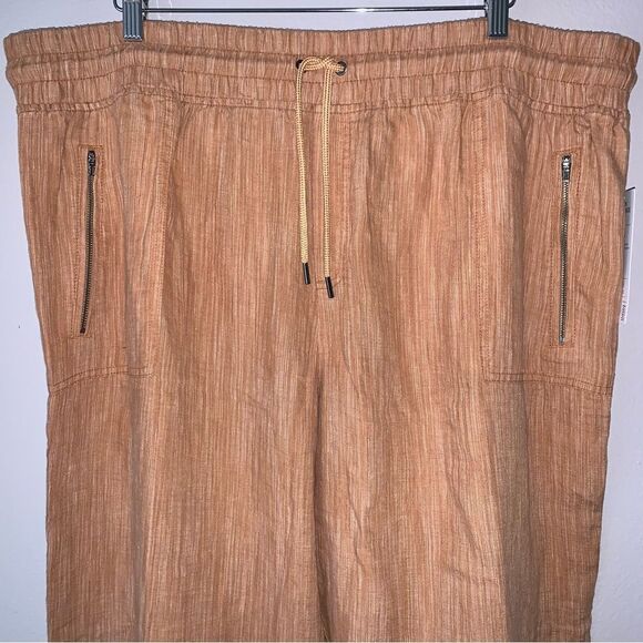 Athleta Cabo 100% Linen Textured Wide Leg Pant Size 24 - Picture 4 of 12